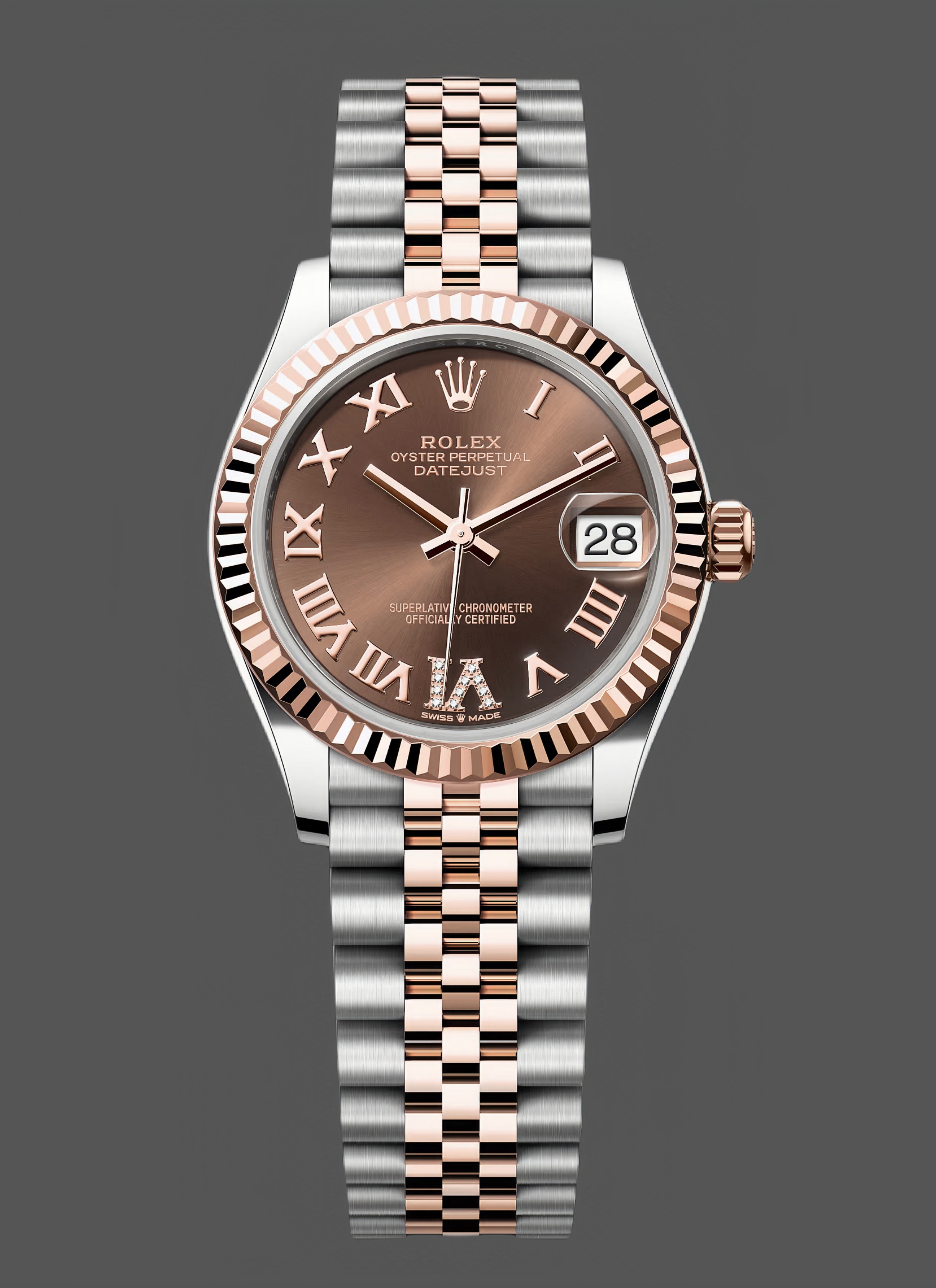 Rolex Datejust 31mm Rose Gold 278271 0004 Chocolate Roman VI Jubilee