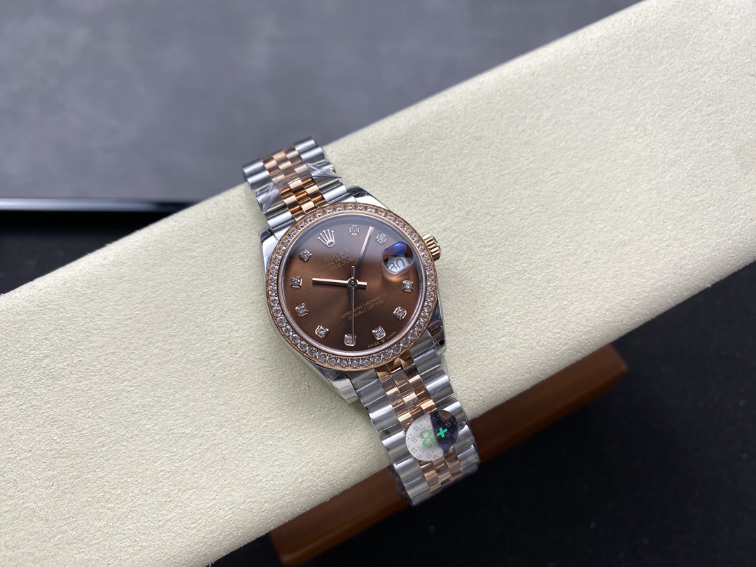 Rolex Datejust 31 m278381RBR 0028 Rose Gold Chocolate Diamond Dial Diamond Bezel Lady Watch