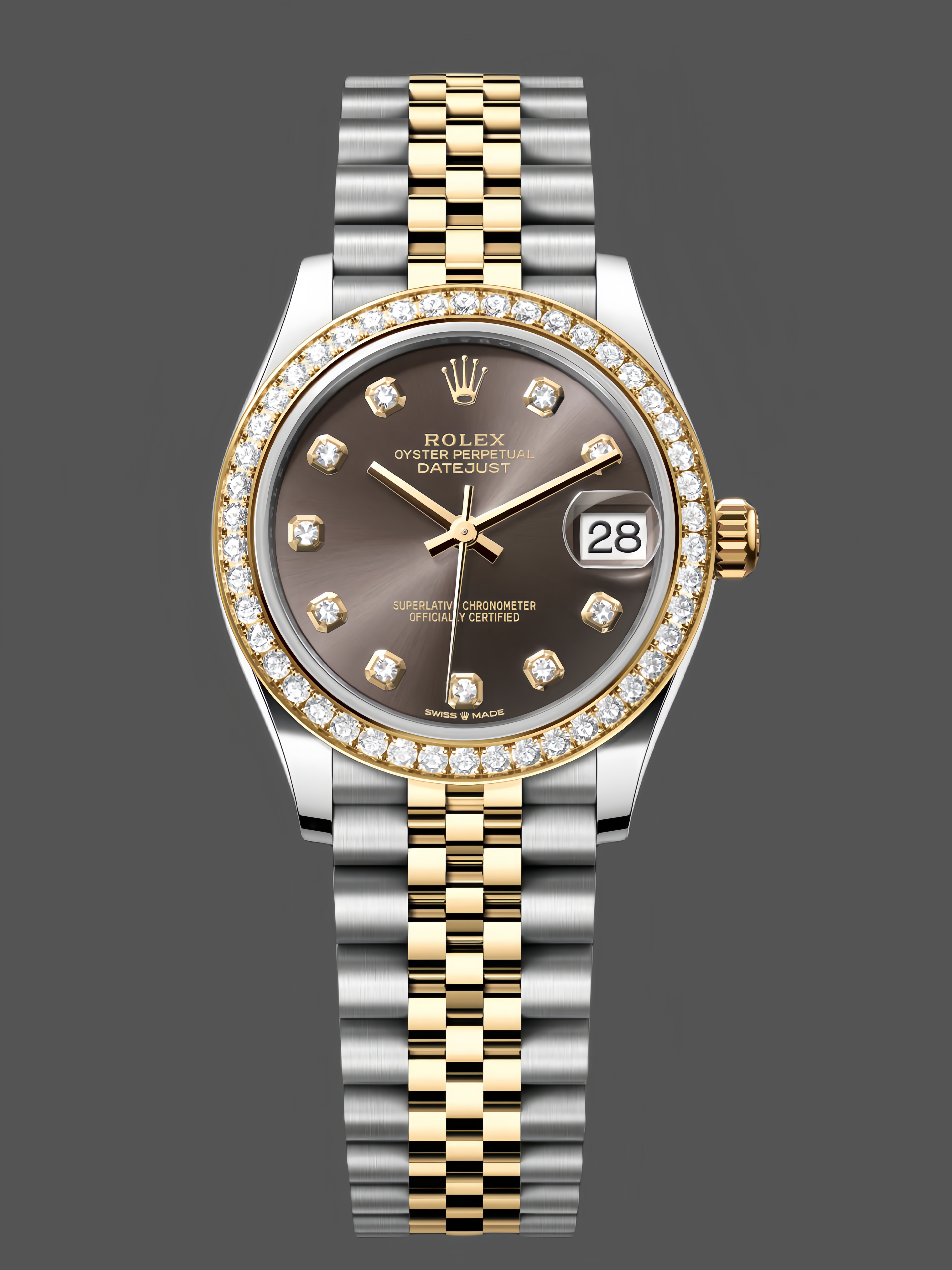 Rolex Datejust 31mm Stainless Steel and Yellow Gold 278383RBR 0022 Grey Diamond Jubilee