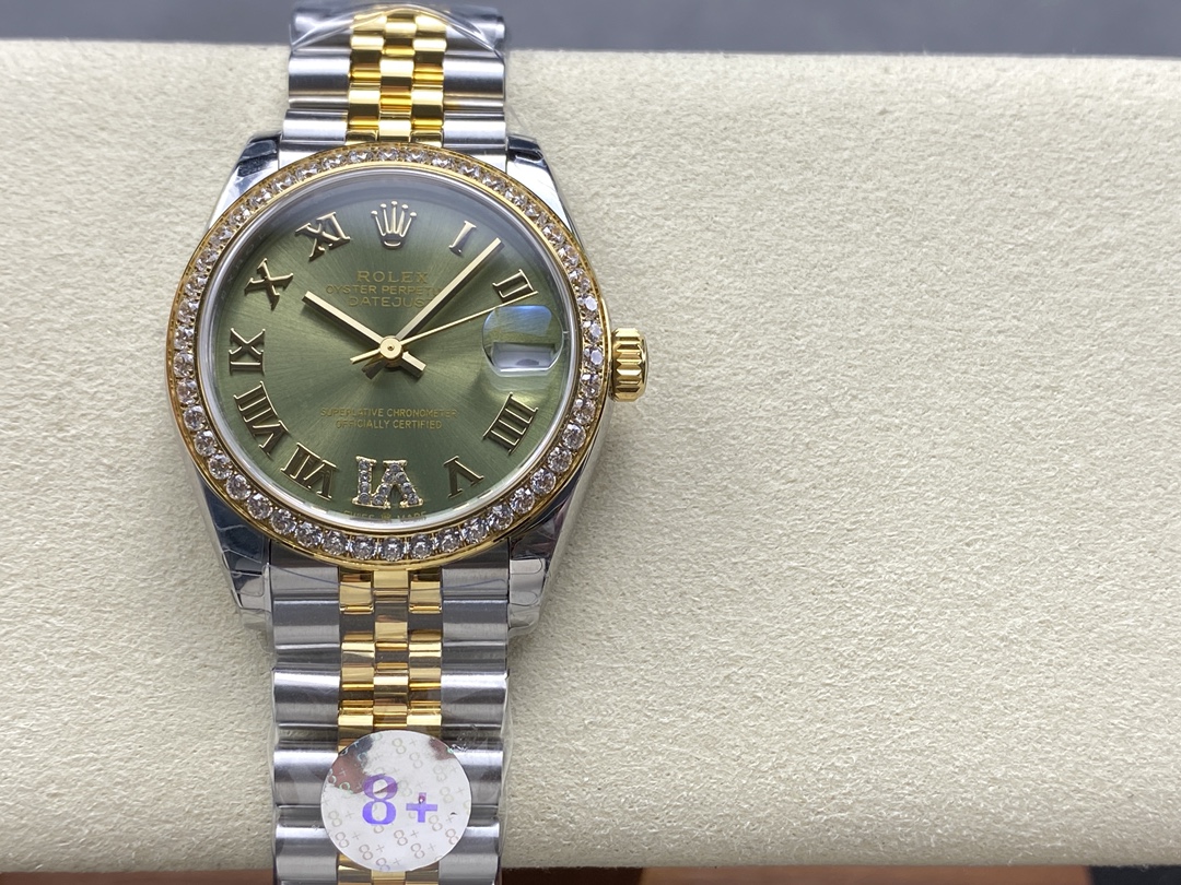 Rolex Datejust 31mm Stainless Steel and Yellow Gold 278383RBR 0016 Green VI Roman Jubilee