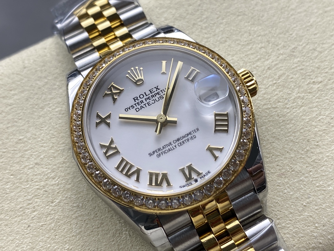 Rolex Datejust 31mm Stainless Steel and Yellow Gold 278383rbr 0002 White Roman Jubilee