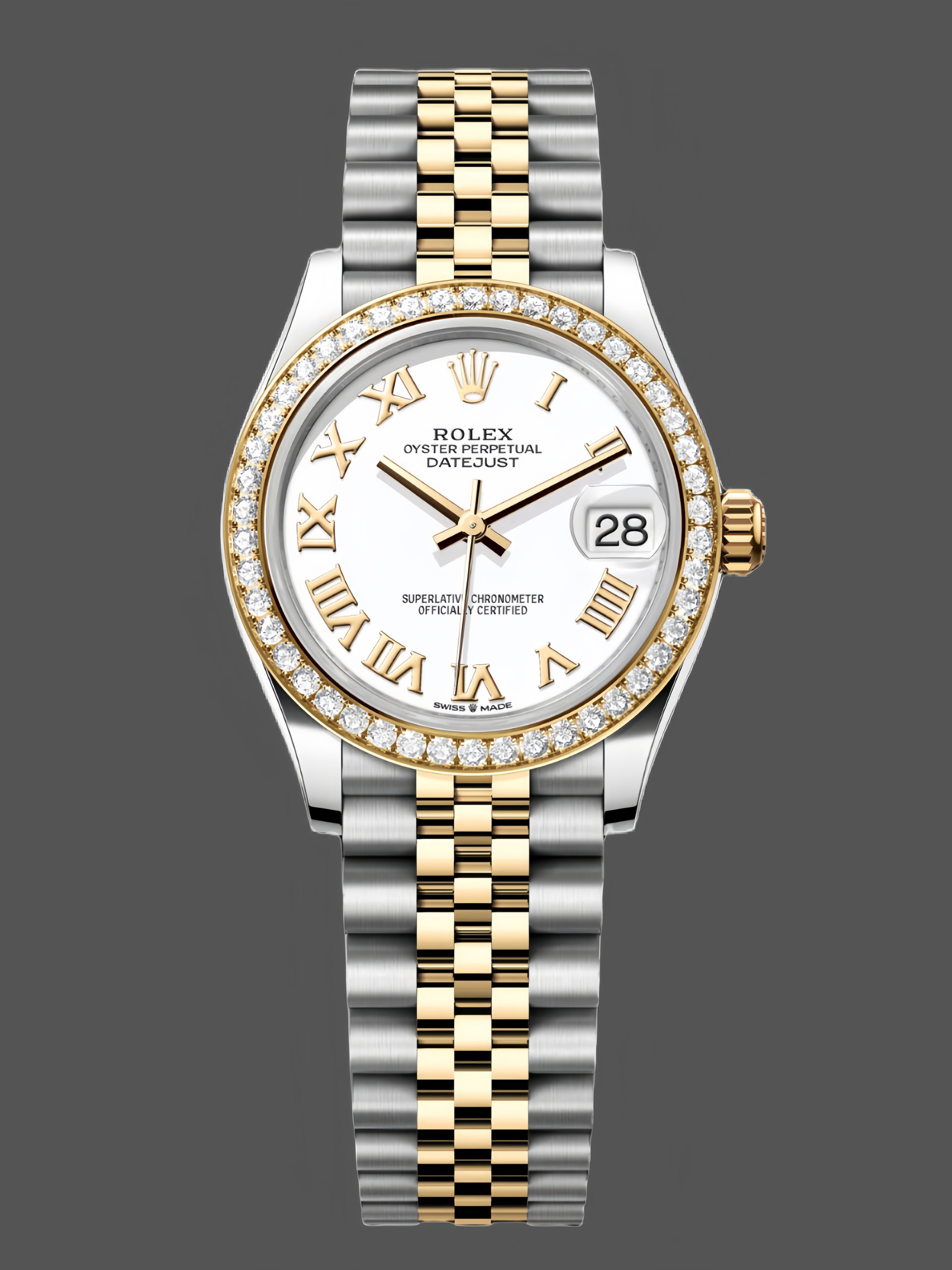 Rolex Datejust 31mm Stainless Steel and Yellow Gold 278383rbr 0002 White Roman Jubilee