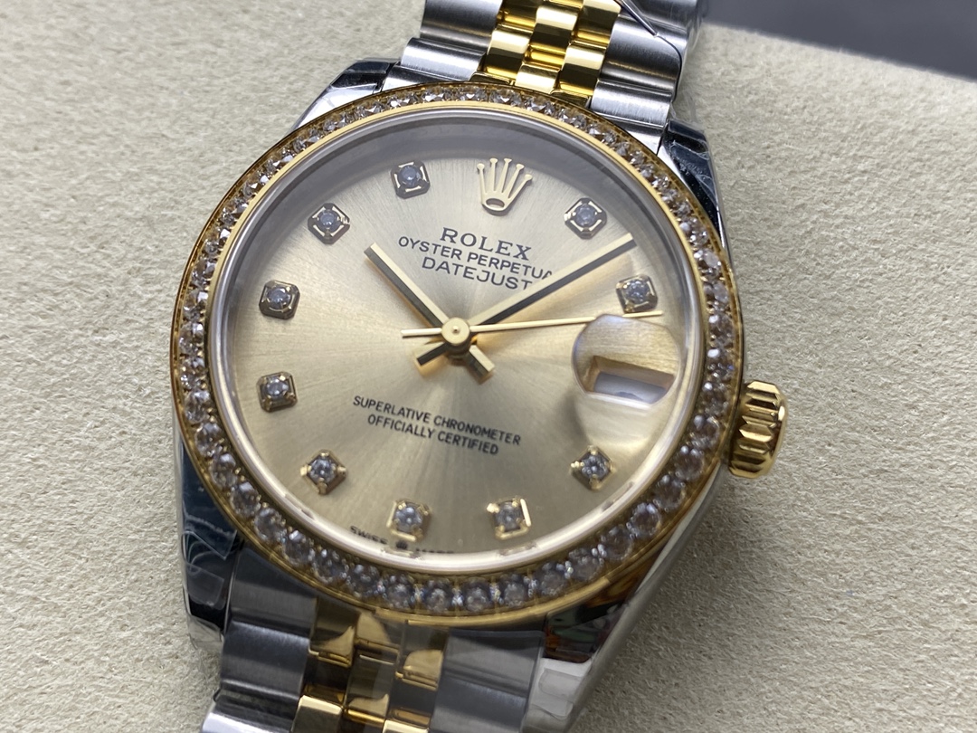 Rolex Datejust 31mm Stainless Steel and Yellow Gold 278383RBR 0026 Champagne Diamond Jubilee