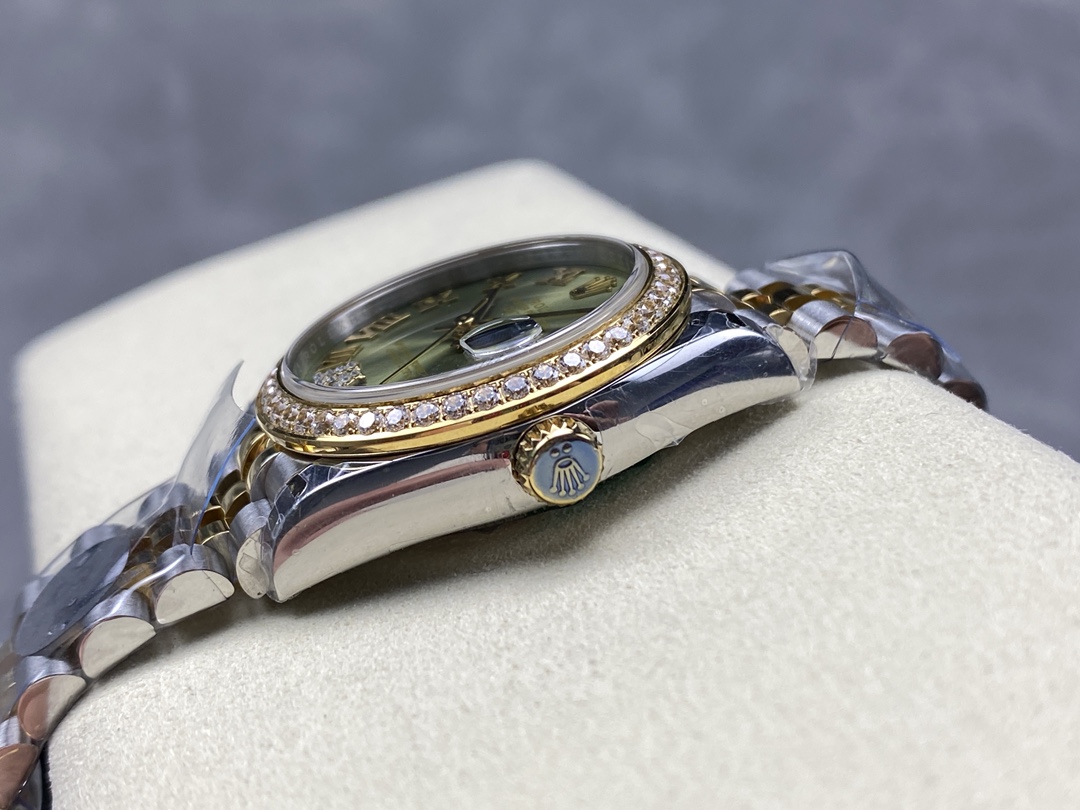 Rolex Datejust 31mm Stainless Steel and Yellow Gold 278383RBR 0016 Green VI Roman Jubilee