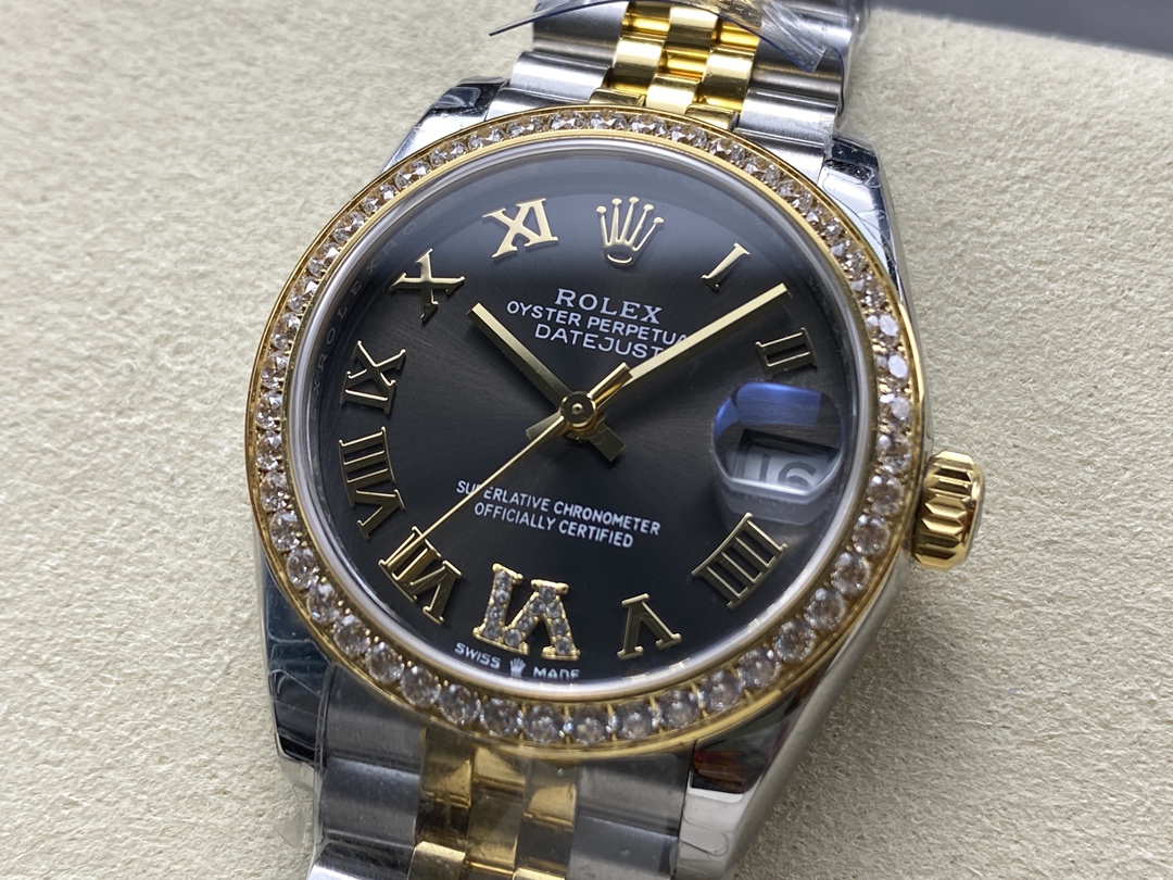 Rolex Datejust 31mm Stainless Steel and Yellow Gold 278383RBR 0018 Grey VI Roman Jubilee