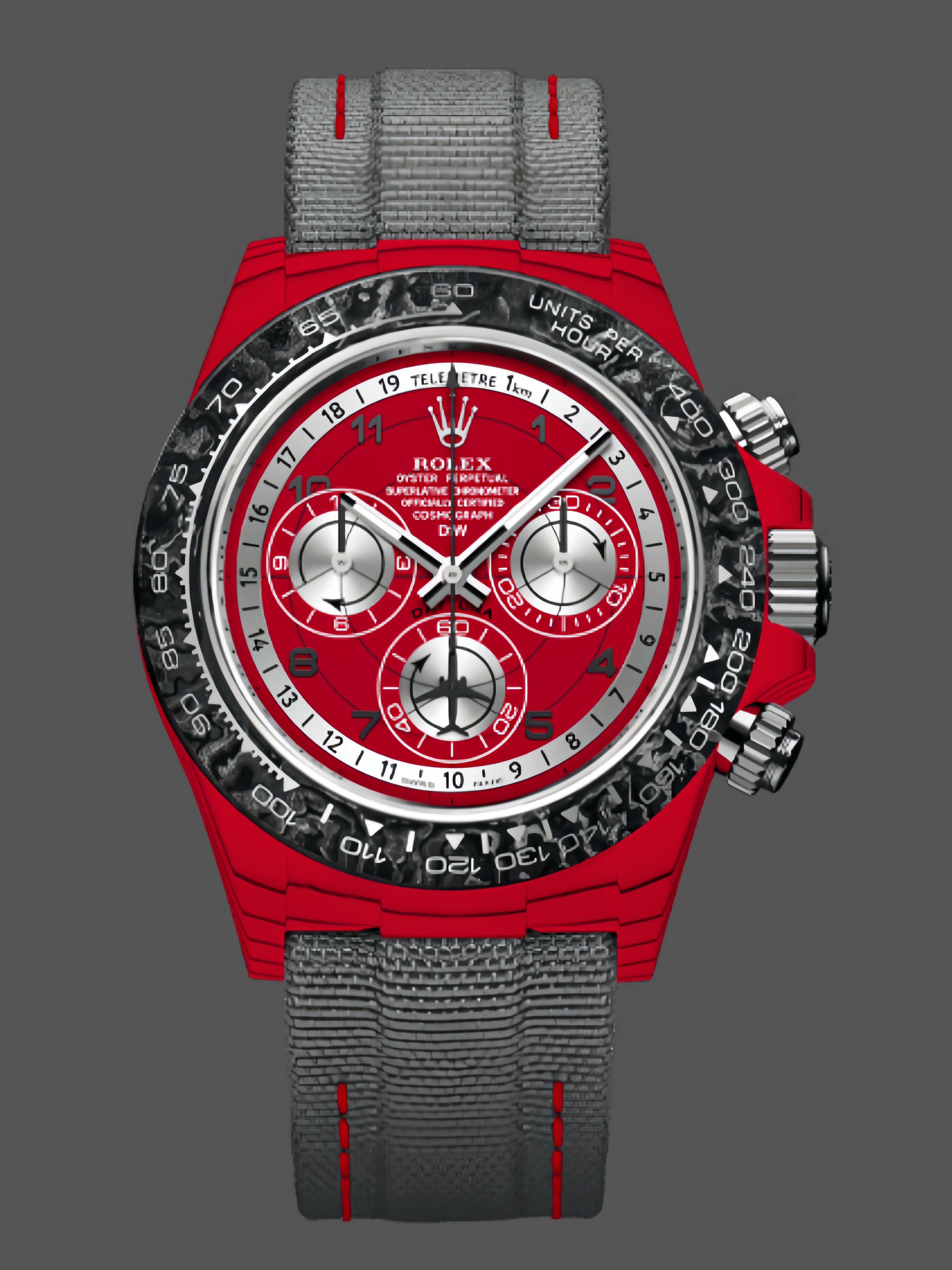 Rolex Daytona Diw Customised Oyster Red Quartz Carbon Fiber 40mm