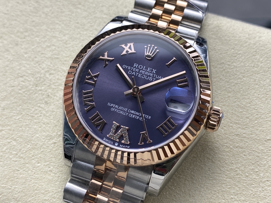 Rolex Datejust 31 Aubergine Pave Roman Dial M278271 0020 Women's Watch