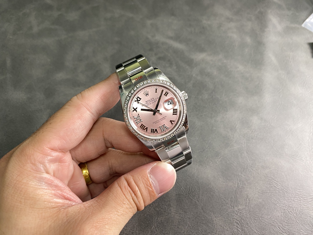 Replica Rolex Datejust 36 126284RBR 0024 Pink Roman Diamond Dial Lady Watch