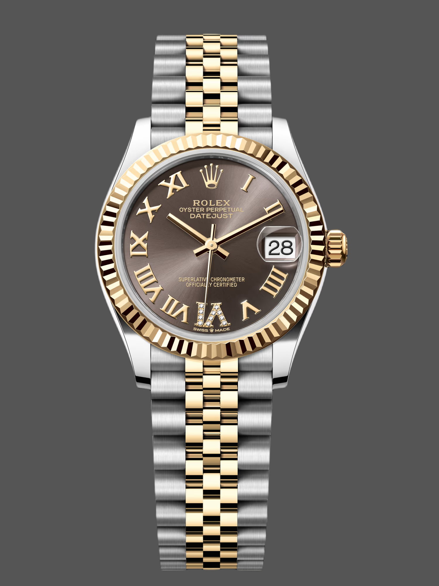 Rolex Datejust 31mm Stainless Steel and Yellow Gold 278273 0018 Grey VI Roman Jubilee