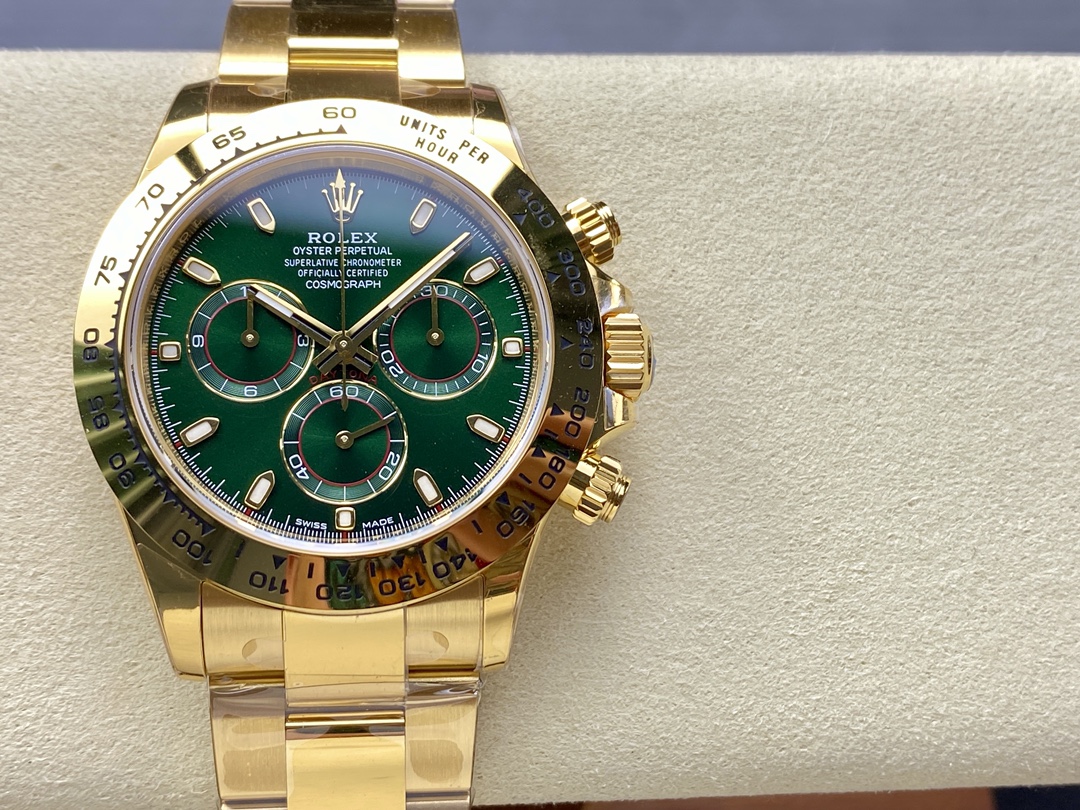 Rolex Daytona 116508 Yellow Gold Green Index Dial 40MM Mens Replica Watch