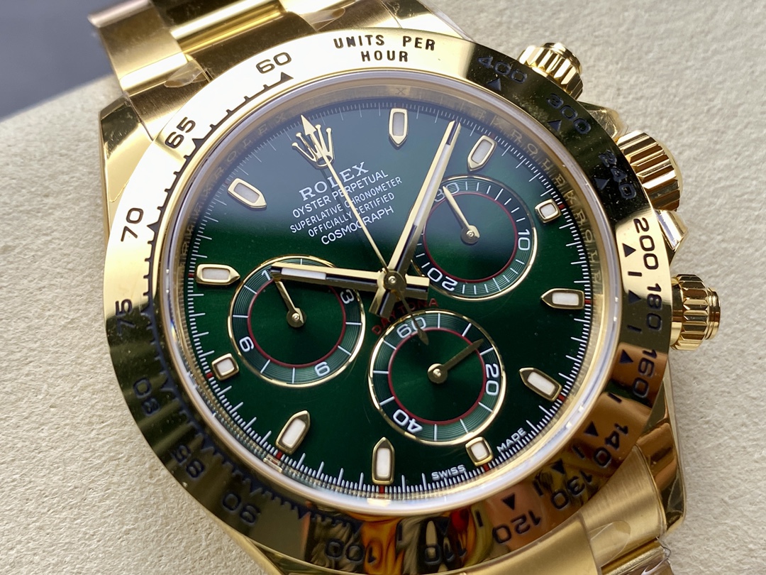 Rolex Daytona 116508 Yellow Gold Green Index Dial 40MM Mens Replica Watch