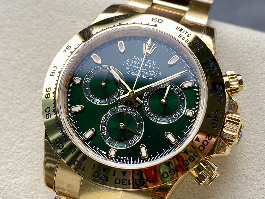 Rolex Daytona 116508 Yellow Gold Green Index Dial 40MM Mens Replica Watch