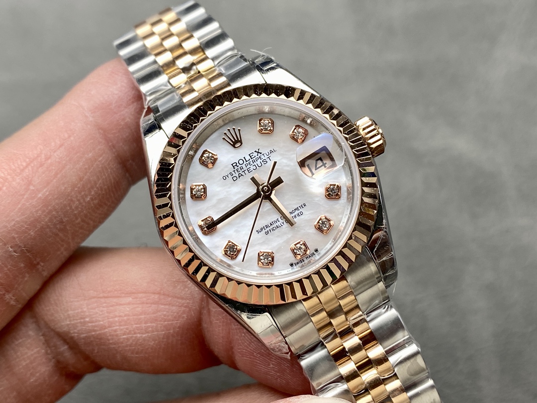 Rolex Datejust 28mm Stainless Steel and Everose Gold 279171 0013 Mop Diamond Jubilee