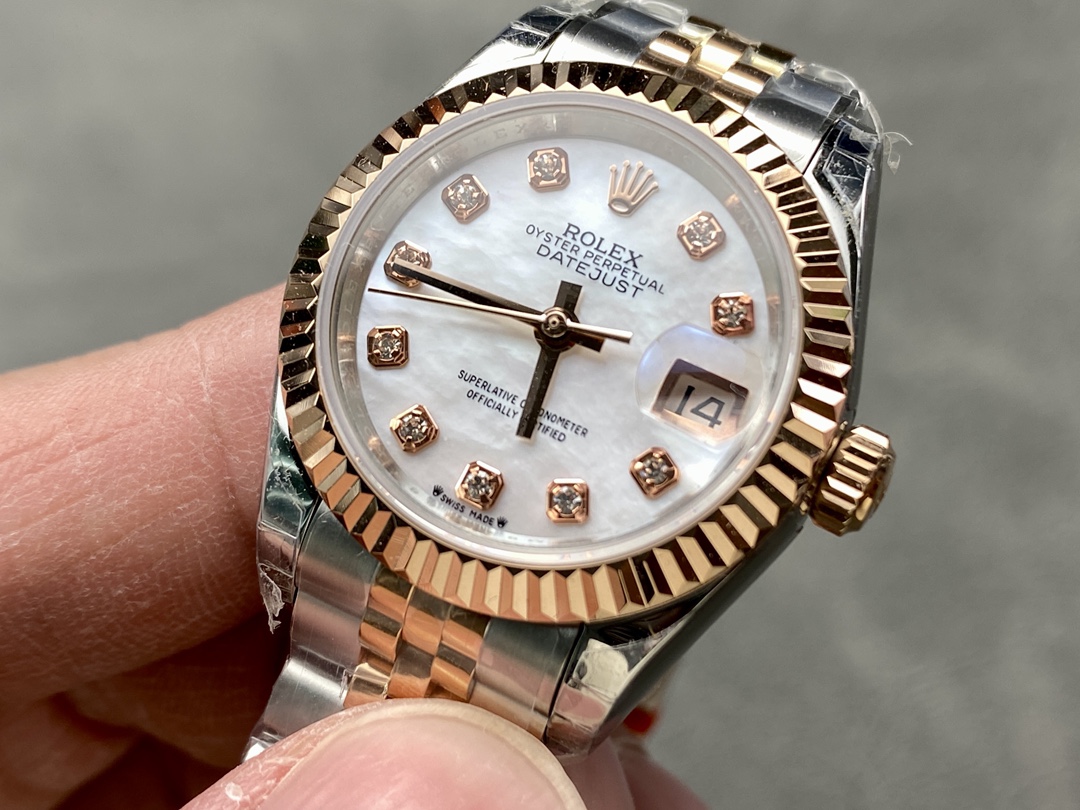 Rolex Datejust 28mm Stainless Steel and Everose Gold 279171 0013 Mop Diamond Jubilee