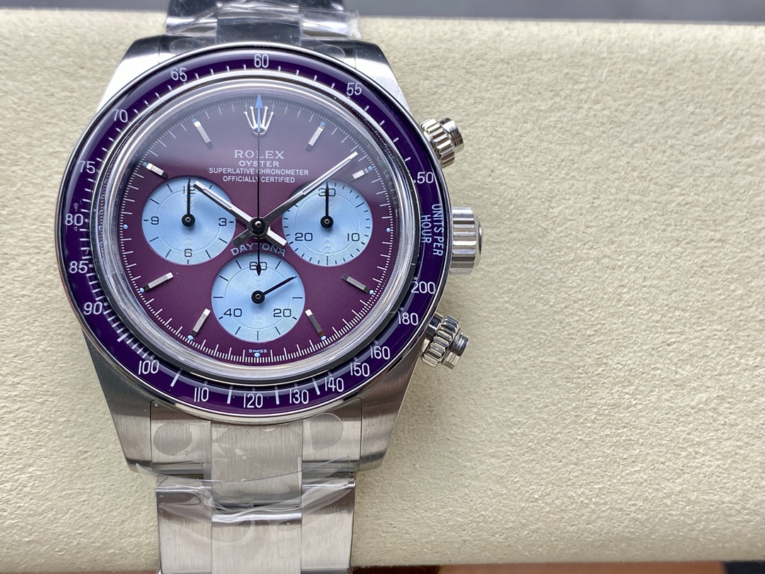 Rolex Daytona Artisans de Genève Customized 40mm Burgundy Purple dial Mens Watch