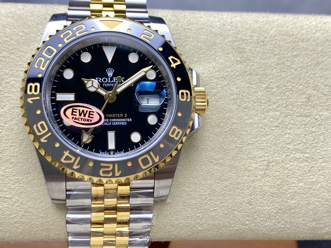 Rolex GMT Master II Black Dial Steel 18kt Yellow Gold 126713GRNR 0001 Men's Watch