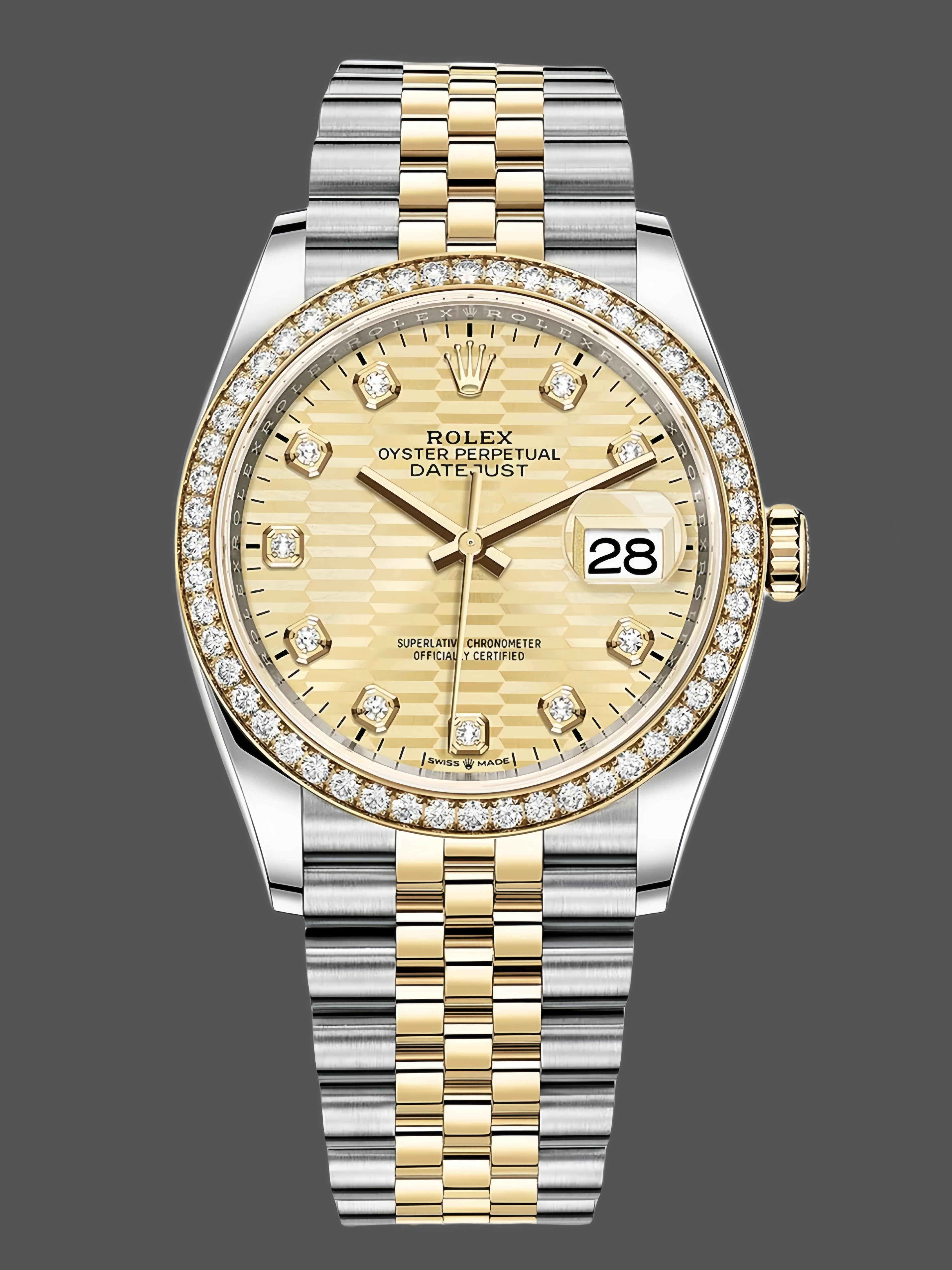 Rolex Datejust 126283RBR 0031 Champagne Fluted Motif 36mm Dial