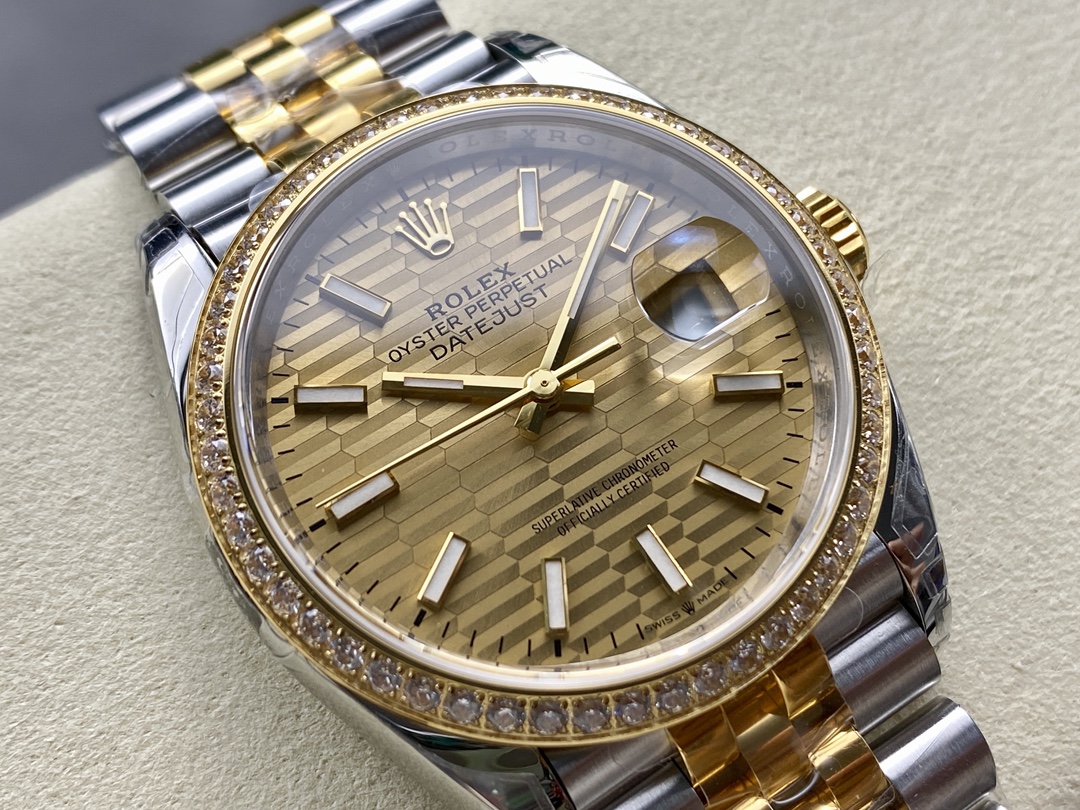 Rolex Datejust 126283RBR 0031 Champagne Fluted Motif 36mm Dial