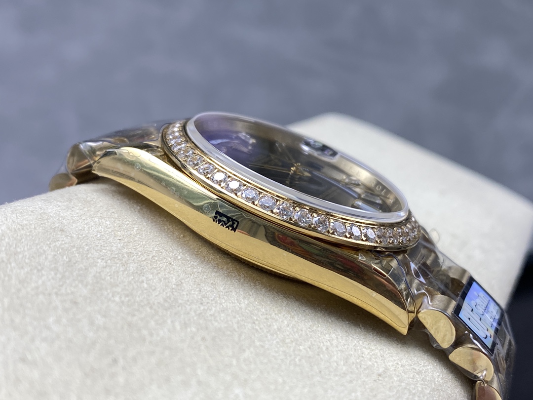 Rolex Day-Date 228348RBR 0039 Black Diamond Dial Diamond Bezel 40mm Mens Replica Watch