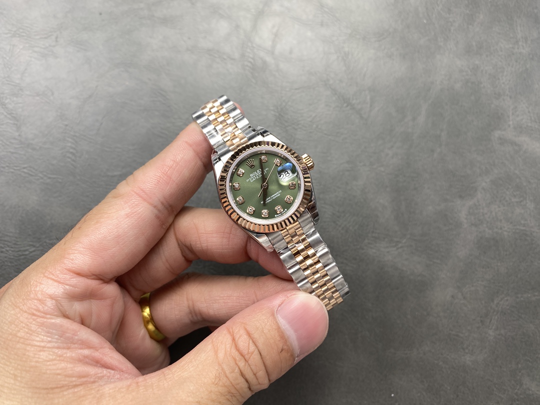 Rolex Datejust 279171 0007 28 Olive Green Diamond-Set Jubilee Ladies Watch