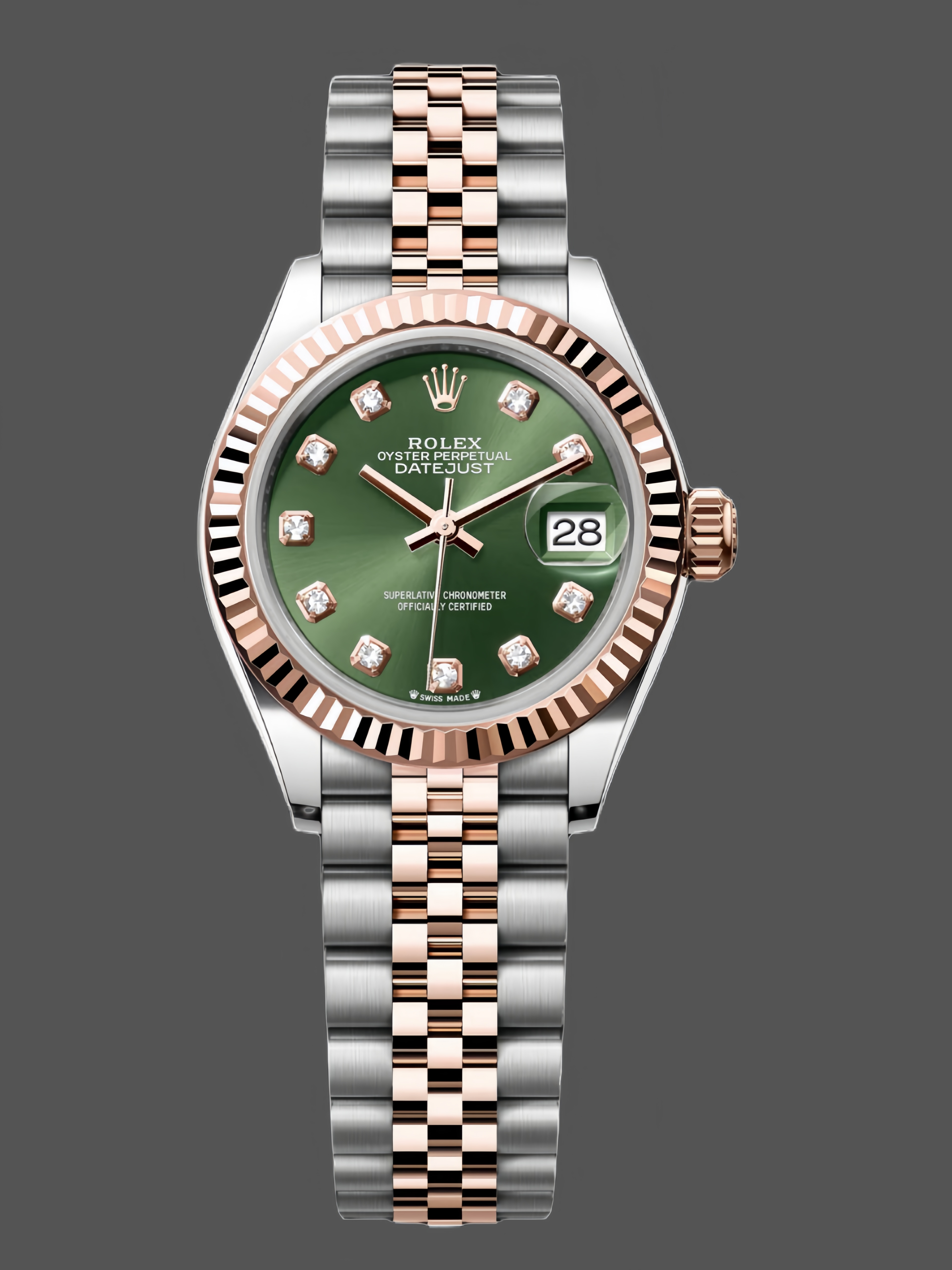 Rolex Datejust 279171 0007 28 Olive Green Diamond-Set Jubilee Ladies Watch