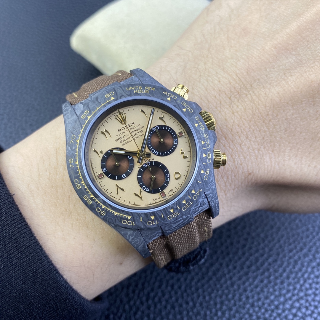 Rolex Daytona DIW Desert Eagle Arabic Carbon Fiber Customised Cream Dial 40 mm