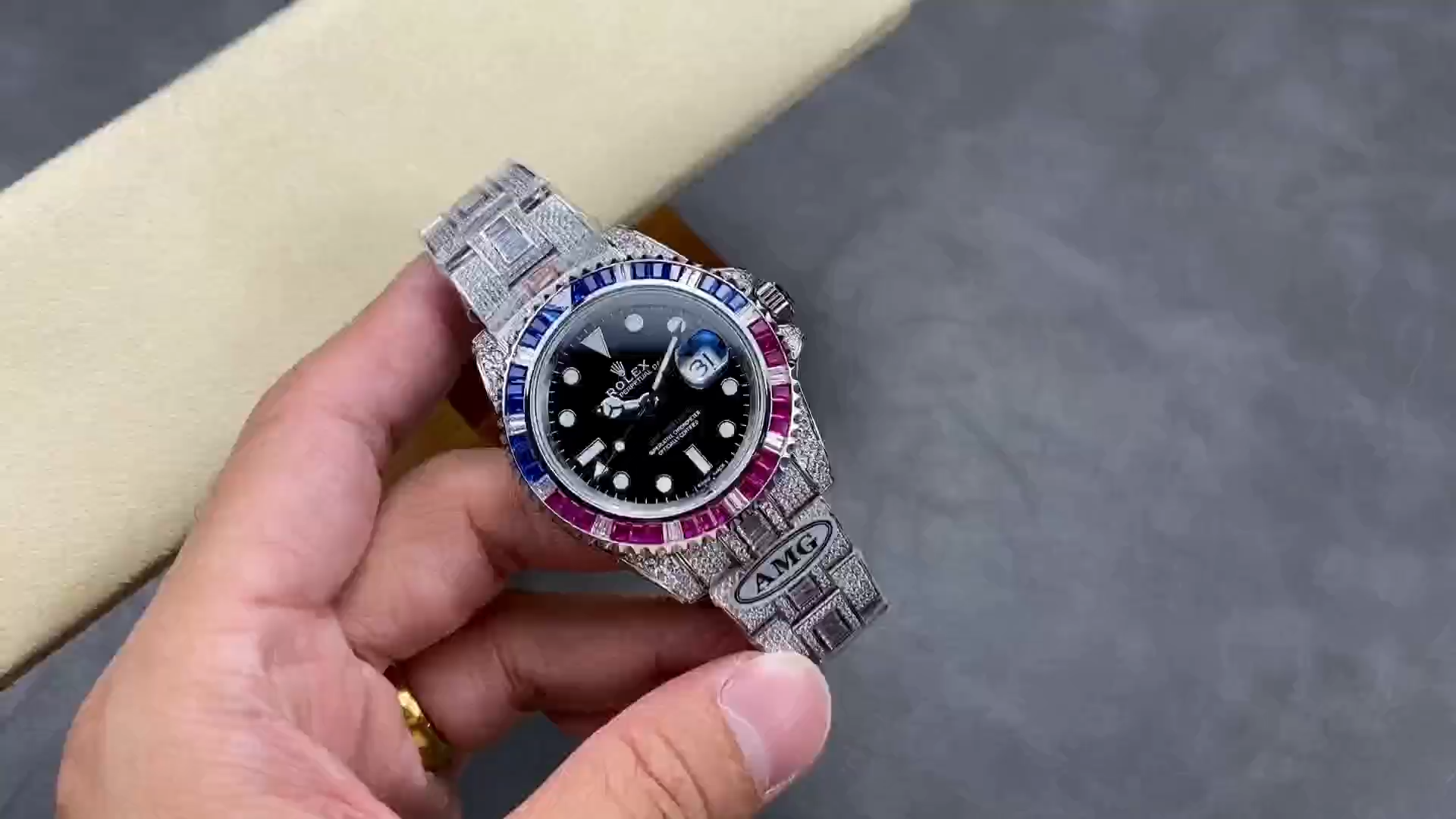 Rolex GMT Master AMG 126710BLRO 40mm With Dual Time & Sapphire Mirror Diamond Watch