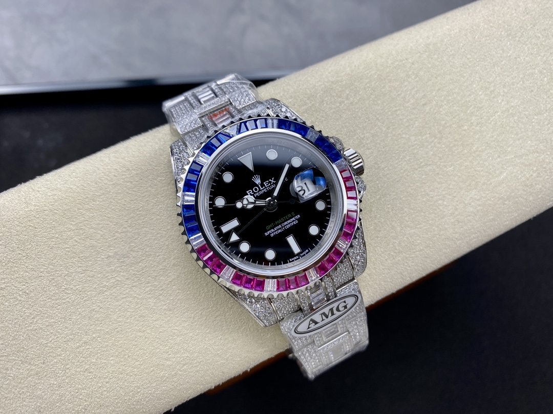 Rolex GMT Master AMG 126710BLRO 40mm With Dual Time & Sapphire Mirror Diamond Watch