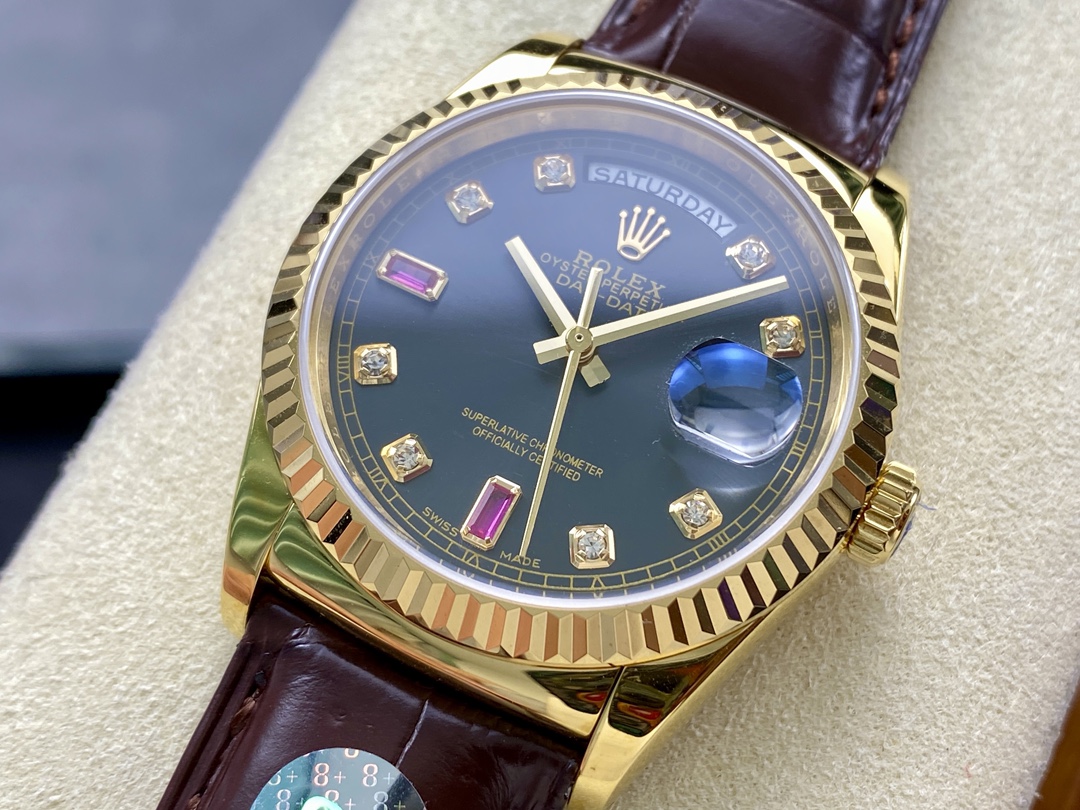 Rolex Day Date 118138 0020 Yellow Gold Diamond Ruby 36 mm