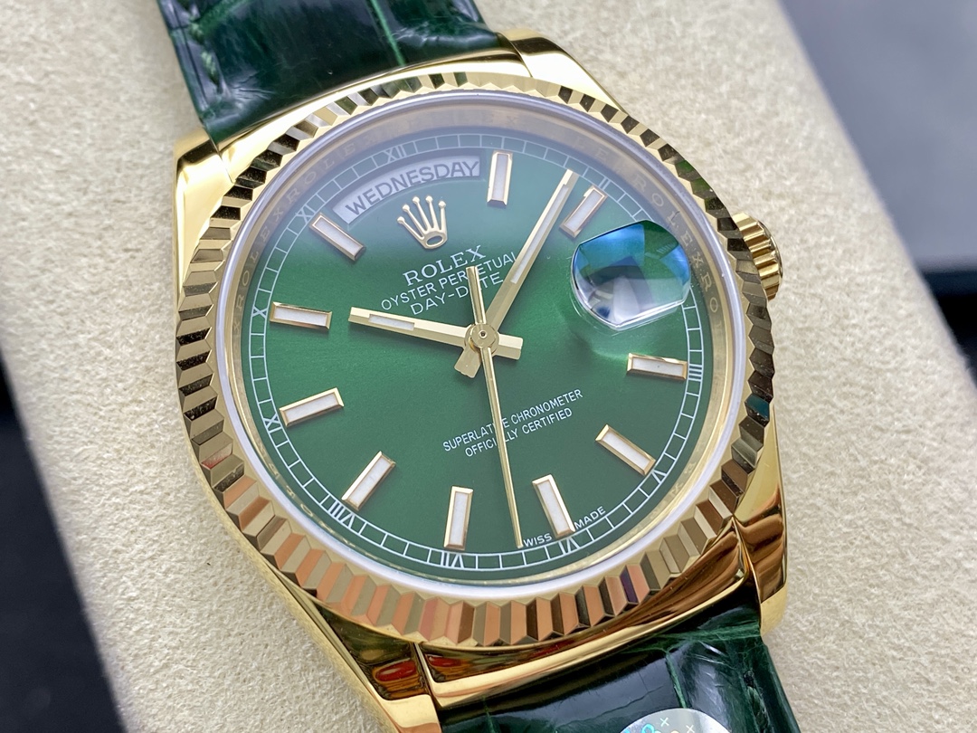 Rolex Day Date 36 Green Dial Solid 18k Yellow Gold 118138 0003