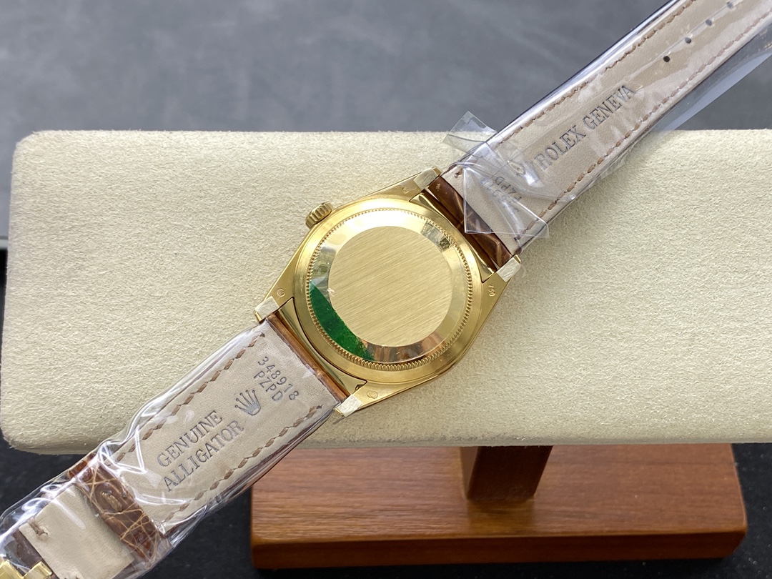 Rolex Day Date 36mm Yellow Gold 128238 0051 Pave Rainbow Diamond Dial Fluted Bezel