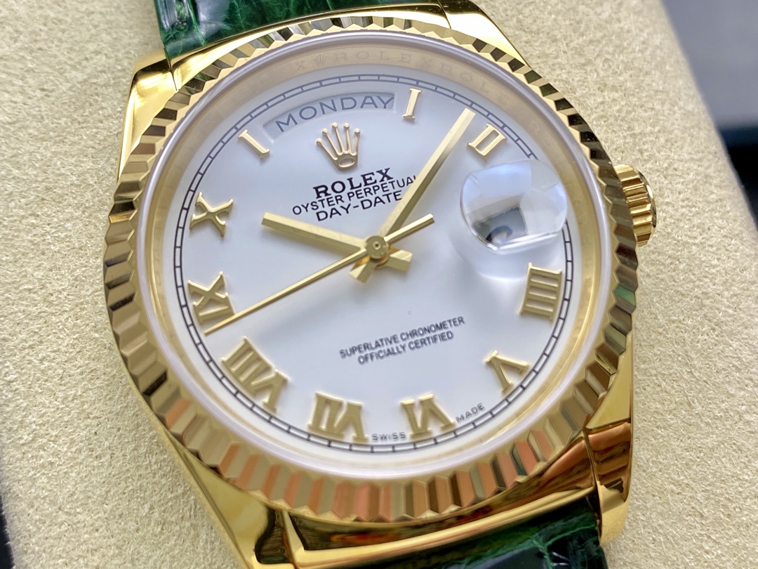 Rolex Day Date 36 White Dial Solid 18k Yellow Gold 118138 Roman
