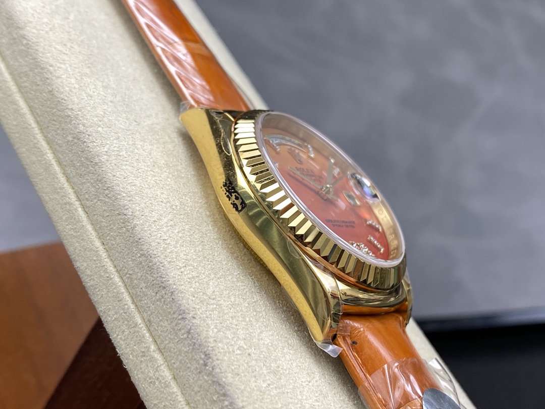 Rolex Day-Date 128238 Fluted Bezel Carnelian dial 36MM Unisex Replica Watch