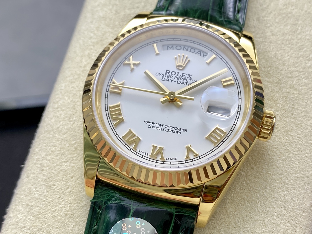 Rolex Day Date 36 White Dial Solid 18k Yellow Gold 118138 Roman