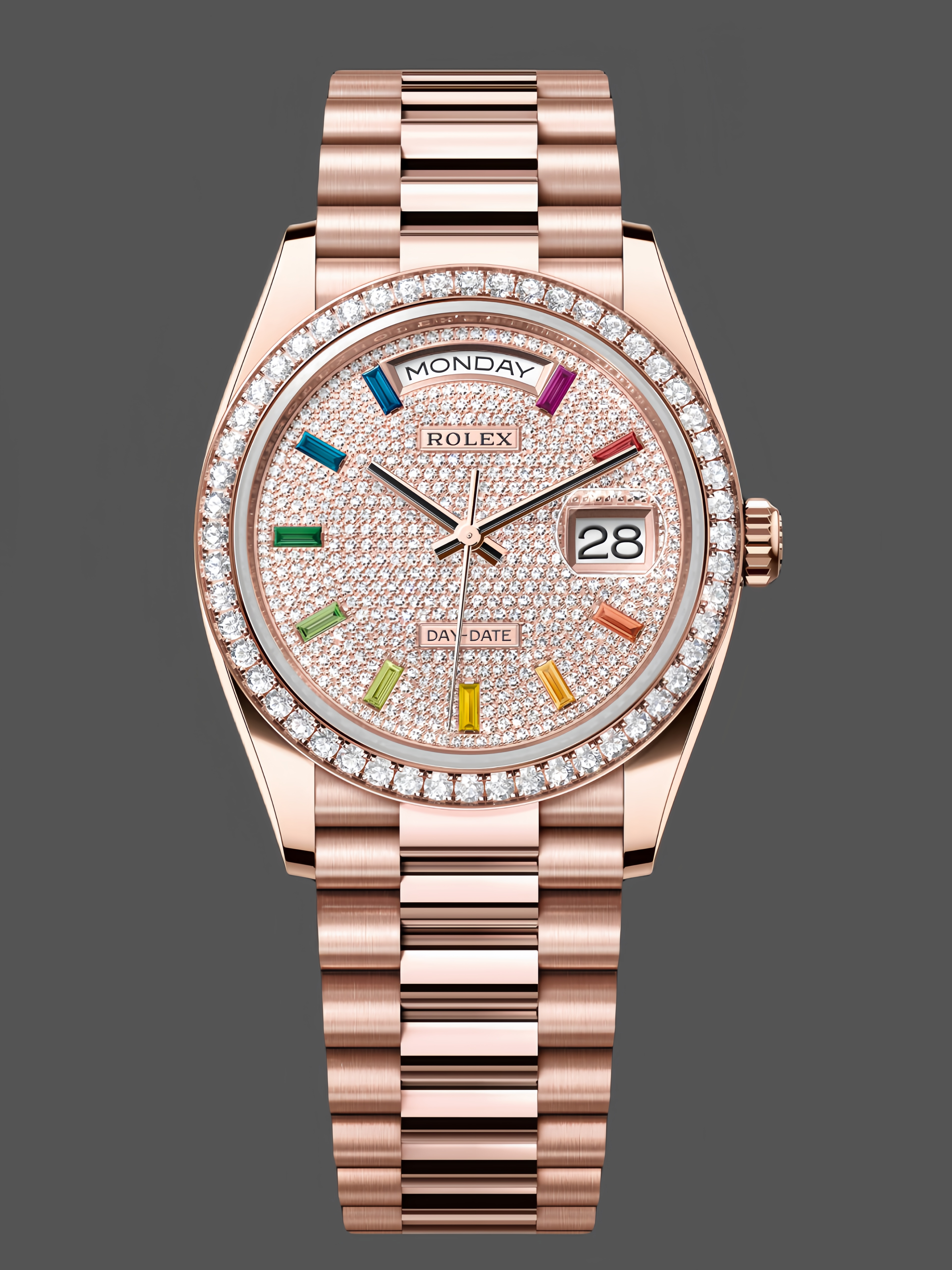 Rolex Day Date 36mm 128345RBR 0042 Diamond Paved Dial President Watch