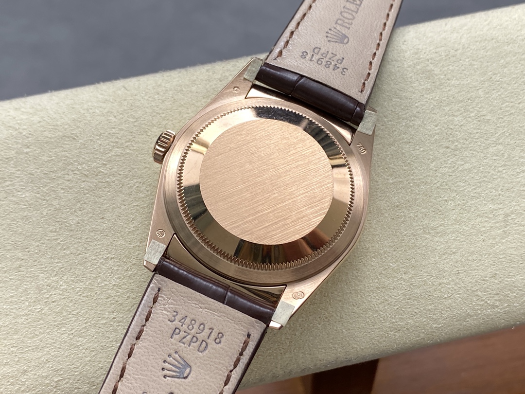 Rolex Day Date 36 White Dial 118135 0064 Brown Leather Watch