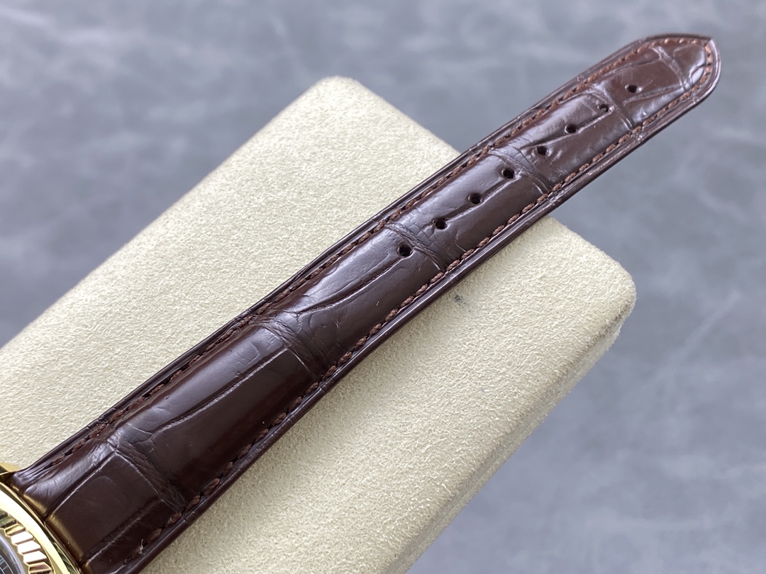 Rolex Day Date 36 Yellow Gold Chocolate Dial 118138 0005 Leather Watch