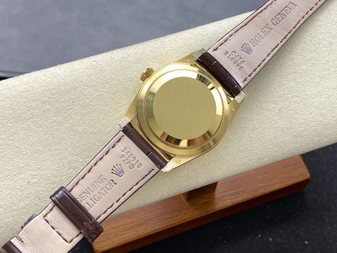 Rolex Day Date 36 Yellow Gold Chocolate Dial 118138 0005 Leather Watch