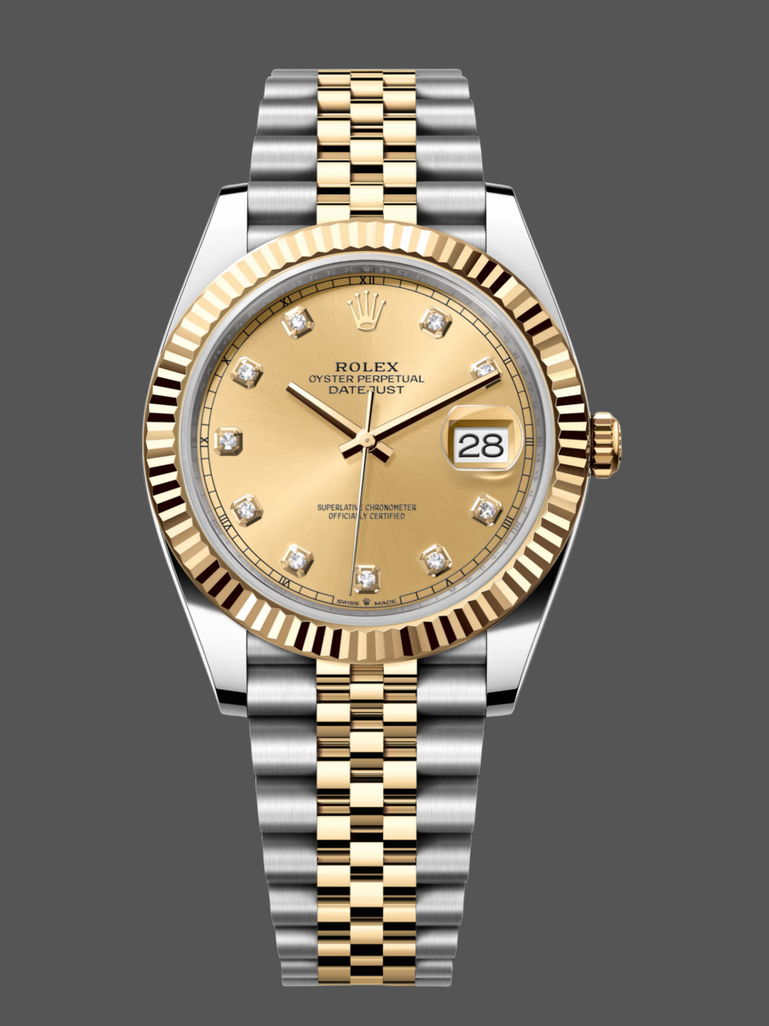 2022 Rolex Datejust Champagne Diamond Dial Two Tone M126333-0012 41mm Mens Replica Watch