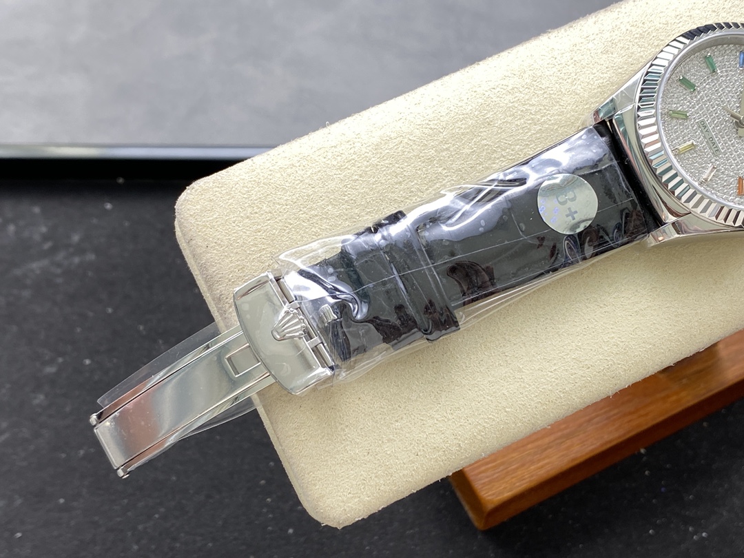 Rolex Day Date 36mm White Gold 128349RBR 0006 Pave Rainbow