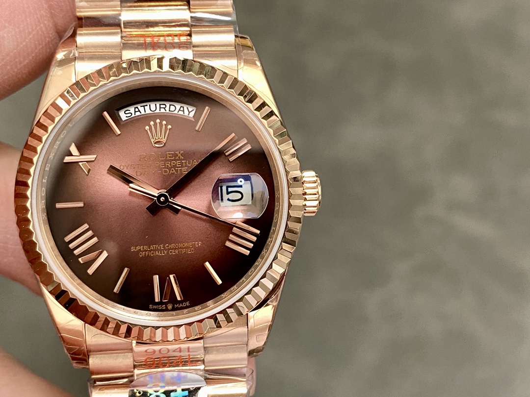 Rolex Day Date 128235 0075 Brown Ombré Roman Dial 36mm
