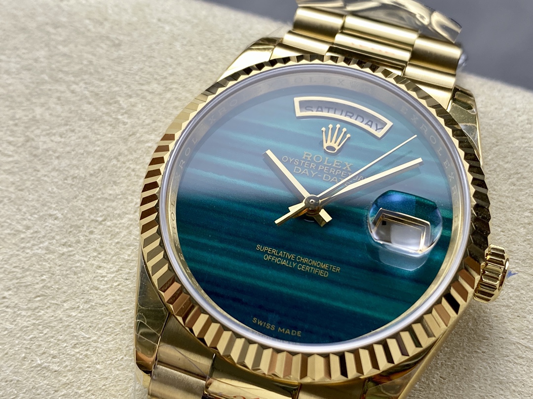 Rolex Day Date 18038 Yellow Gold Tigers Eye Watch