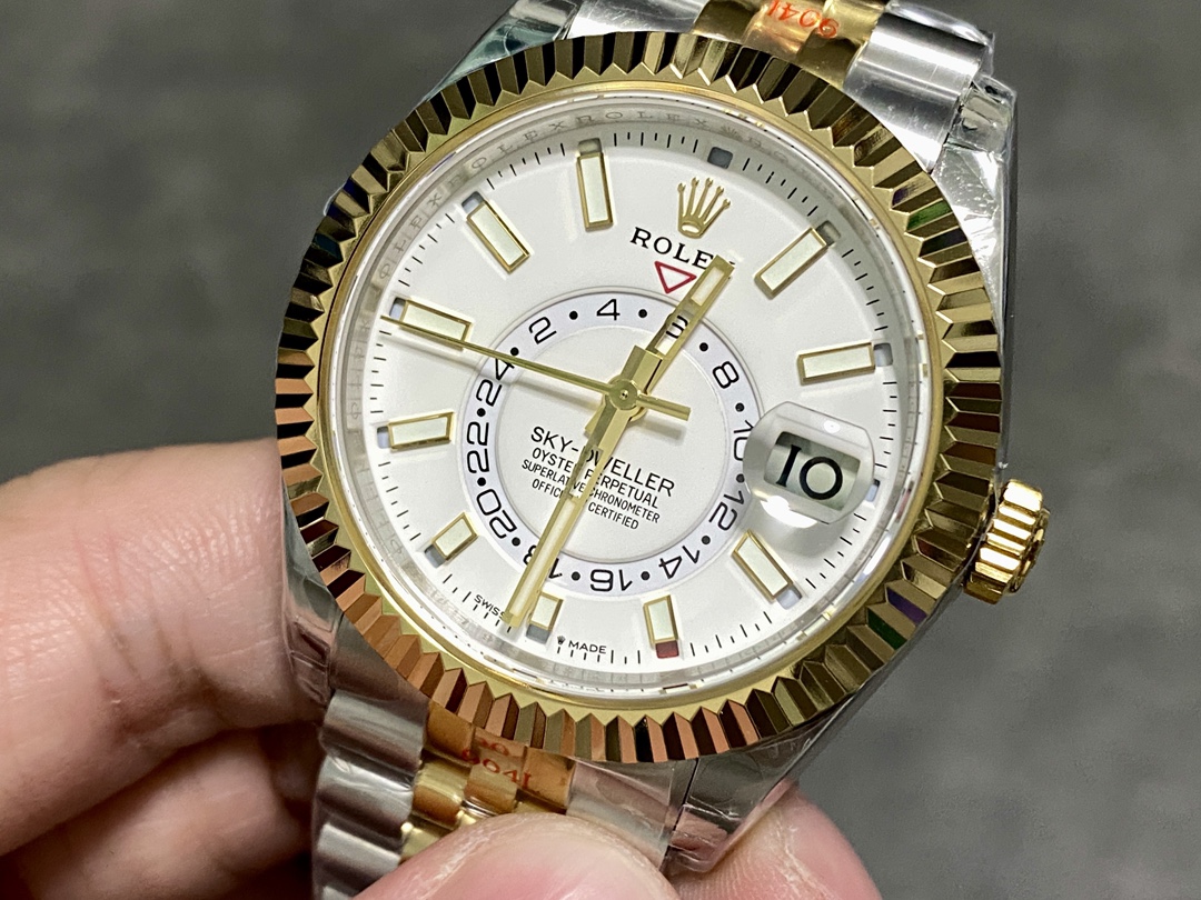 Rolex Sky Dweller 42 White Dial Yellow Gold Stainless Steel Jubilee 336933 0006