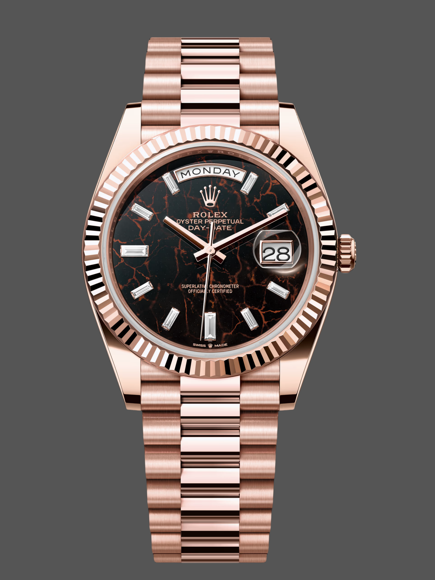 Rolex Day Date 40 Eisenkiesel Baguette Automatic Diamond M228235 0045 Mens Watch