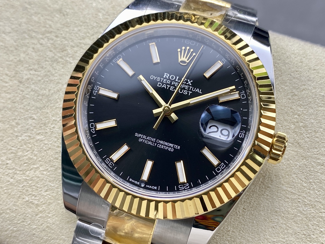 Rolex Datejust 41 Black Dial Fluted Bezel 126333 0013 Men's Watch