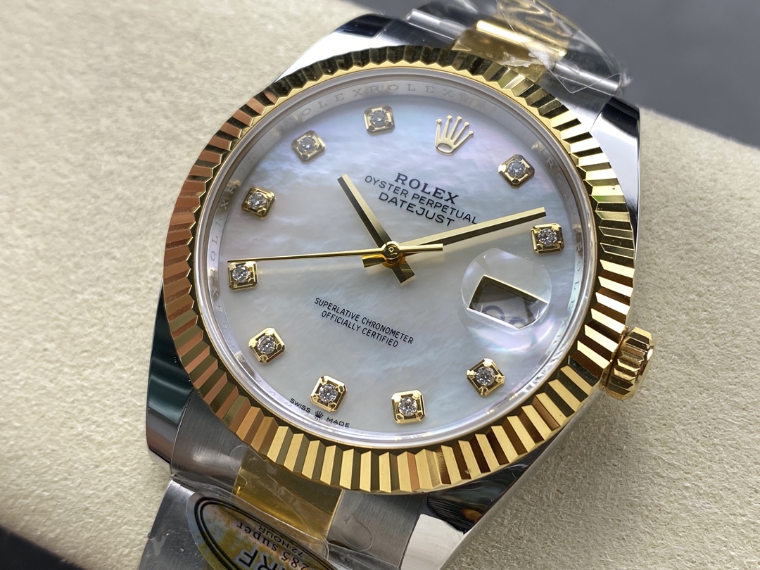 Rolex Datejust 41mm Steel and Yellow Gold 126333 0017 White Mop Diamond Oyster