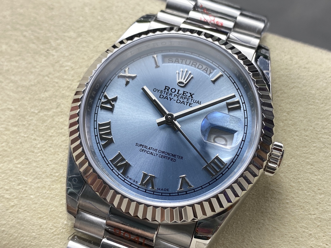 Rolex Day Date 128236 0018 Ice Blue Roman Dial