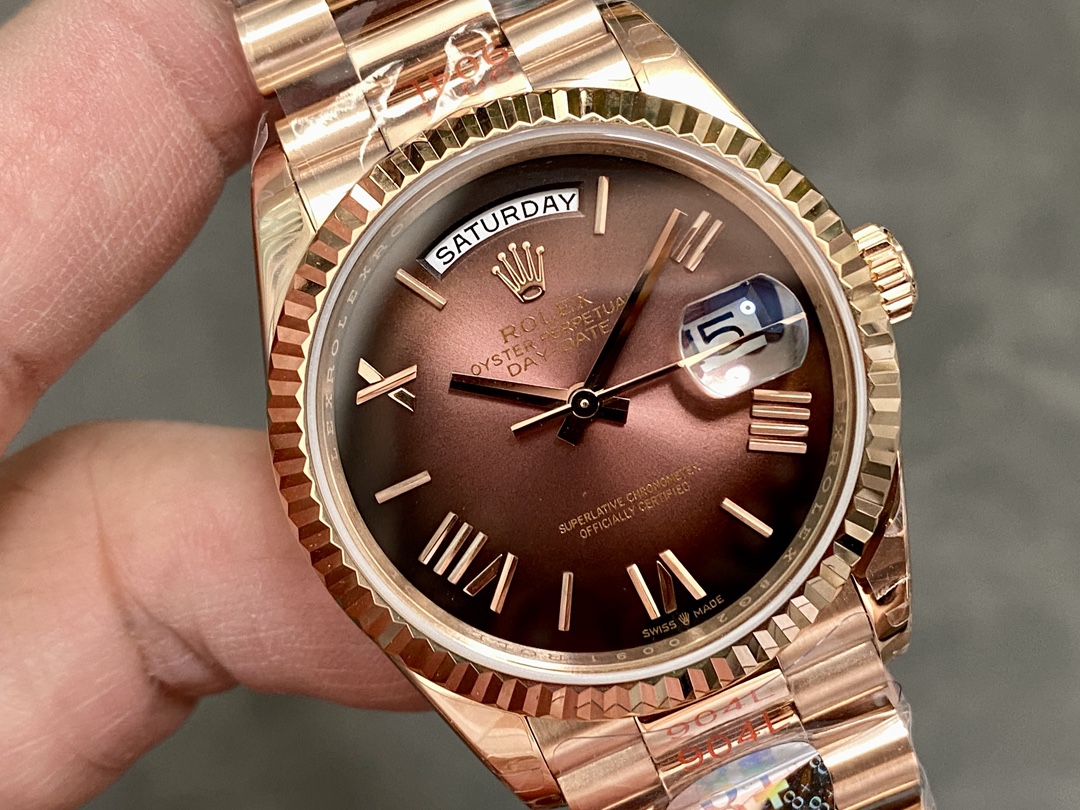 Rolex Day Date 128235 0075 Brown Ombré Roman Dial 36mm