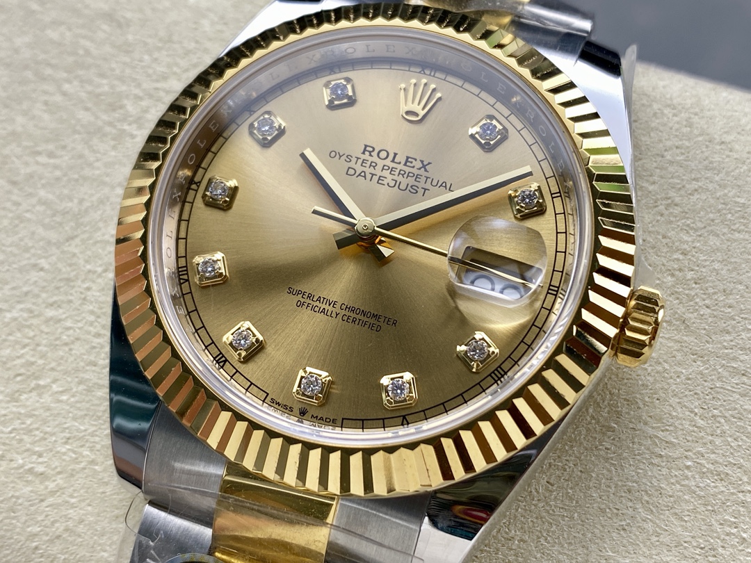 Rolex Datejust 126333 0011 Champagne Diamond Oyster 41mm Two Tone Steel