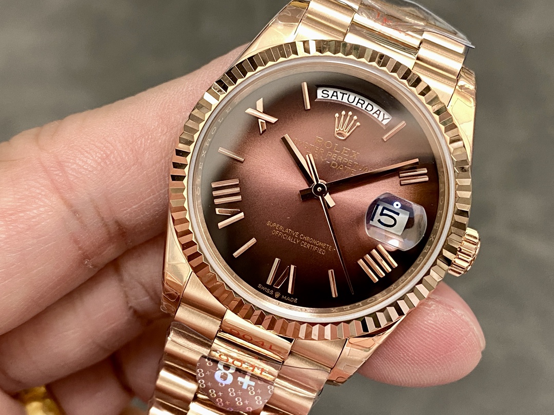 Rolex Day Date 128235 0075 Brown Ombré Roman Dial 36mm